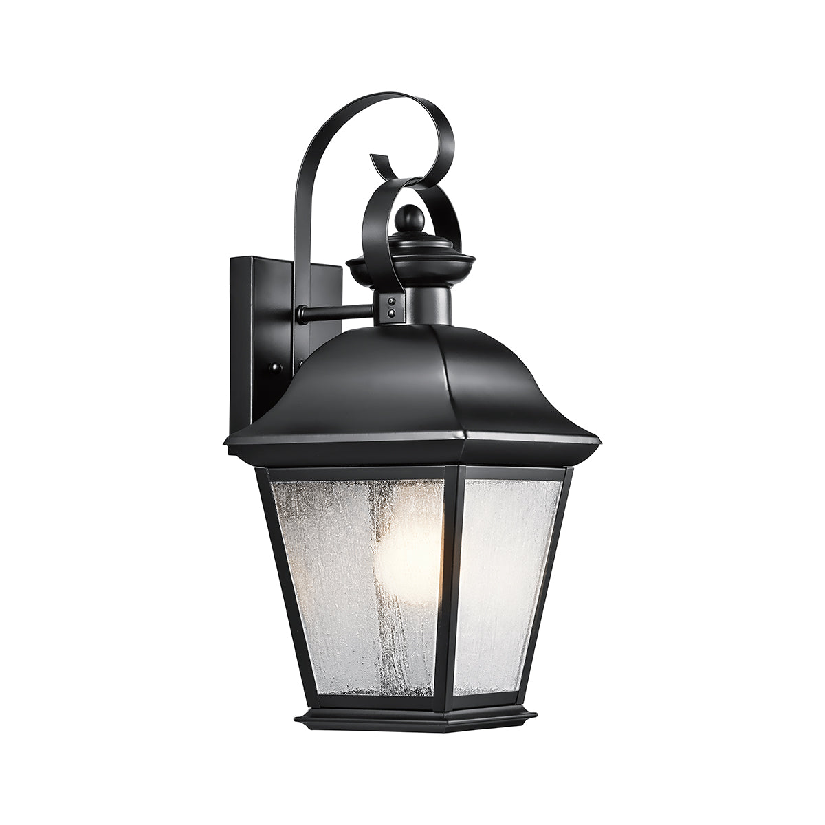 Mount Vernon IP44 Medium Wall Lantern in Black with Clear Seedy Glass
