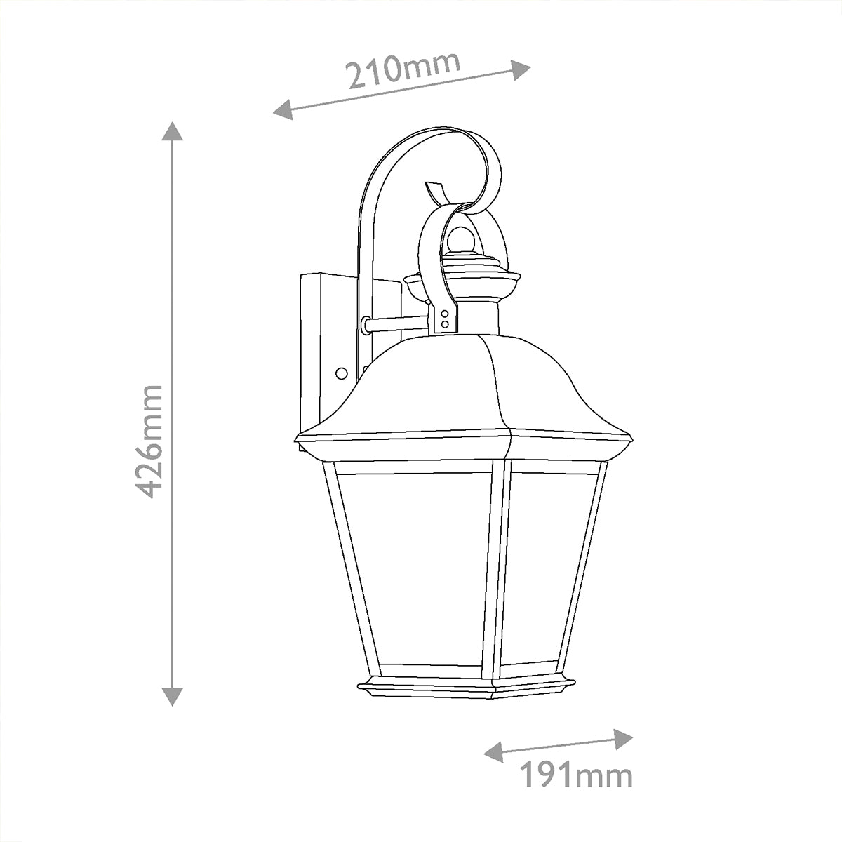 Mount Vernon IP44 Medium Wall Lantern in Black with Clear Seedy Glass