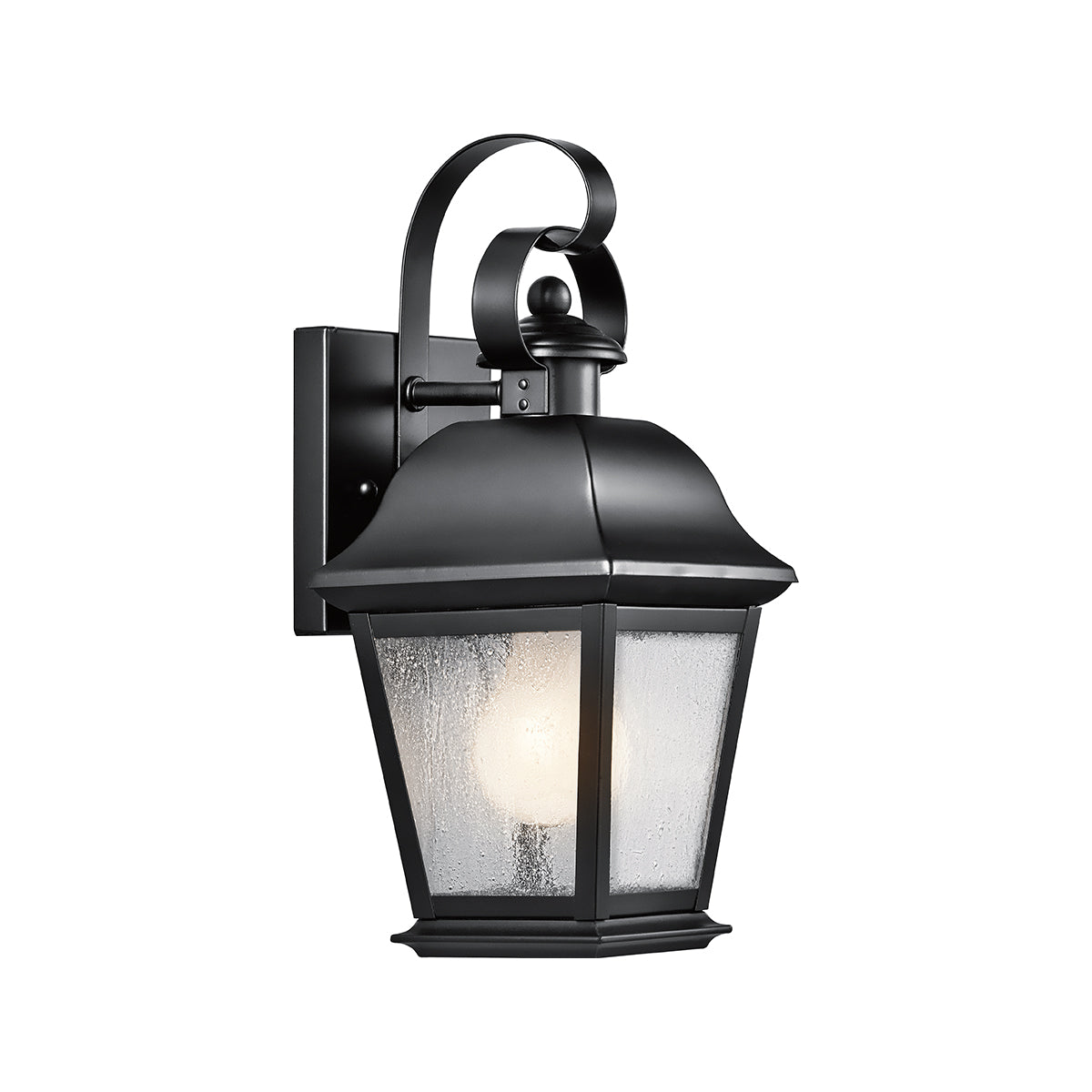 Mount Vernon IP44 Small Wall Lantern in Black with Clear Seedy Glass