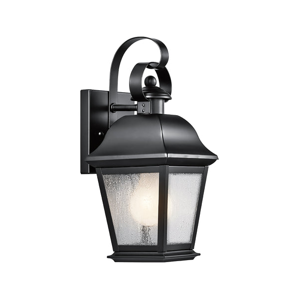Mount Vernon IP44 Small Wall Lantern in Black with Clear Seedy Glass