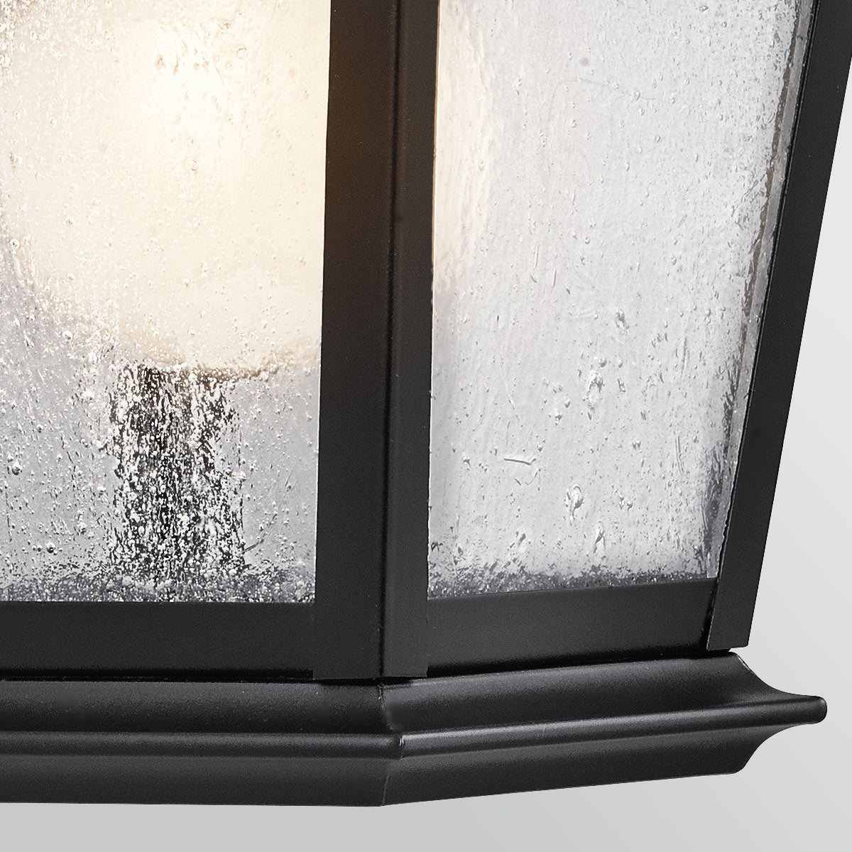 Mount Vernon IP44 Small Wall Lantern in Black with Clear Seedy Glass