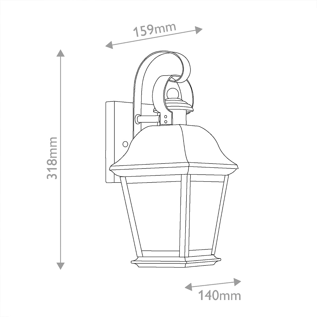Mount Vernon IP44 Small Wall Lantern in Black with Clear Seedy Glass