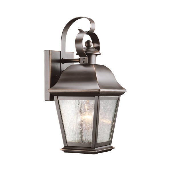 Mount Vernon IP44 Small Wall Lantern in Old Bronze with Clear Seedy Glass