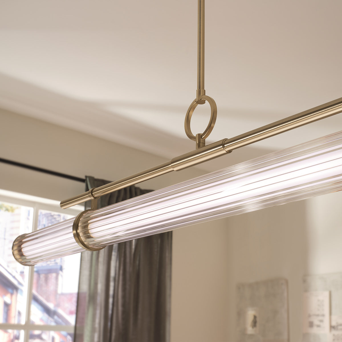 Riven LED Linear Pendant in Champagne Bronze