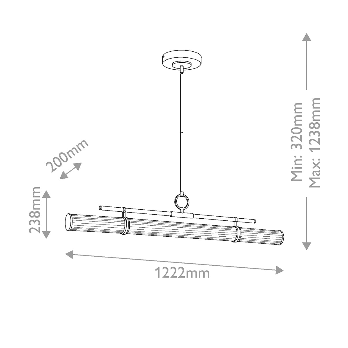 Riven LED Linear Pendant in Champagne Bronze