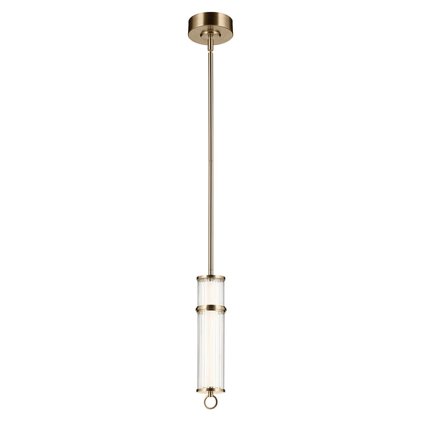 Riven LED Single Drop Pendant in Champagne Bronze