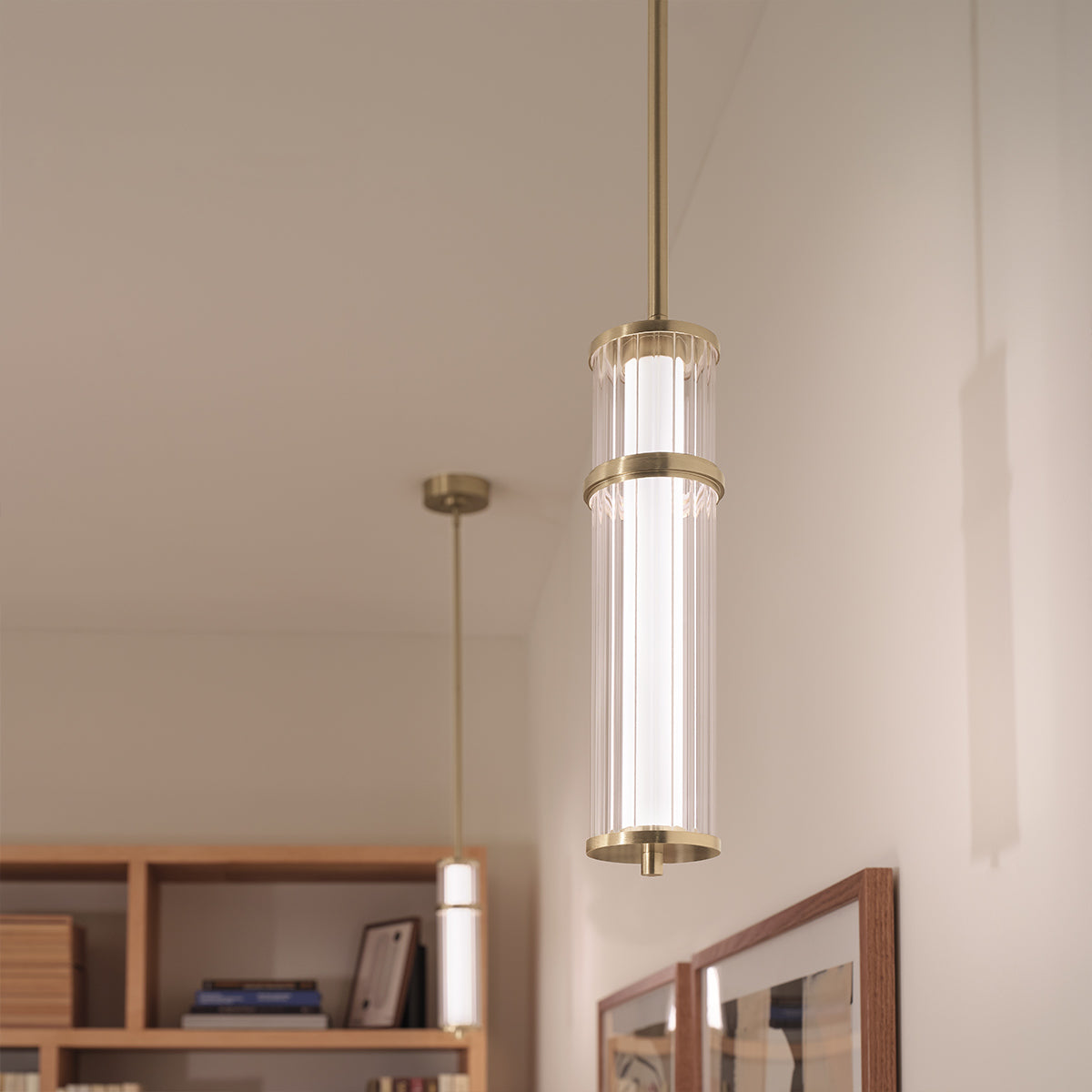 Riven LED Single Drop Pendant in Champagne Bronze