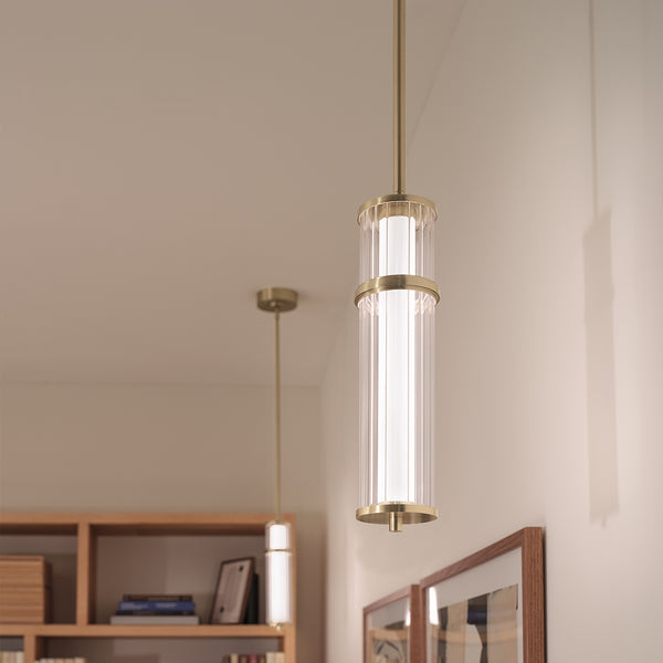 Riven LED Single Drop Pendant in Champagne Bronze