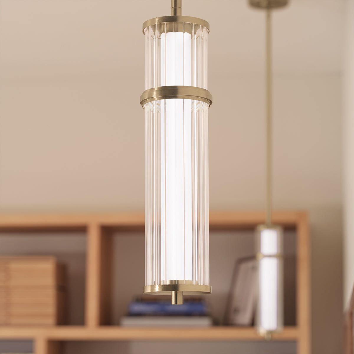 Riven LED Single Drop Pendant in Champagne Bronze