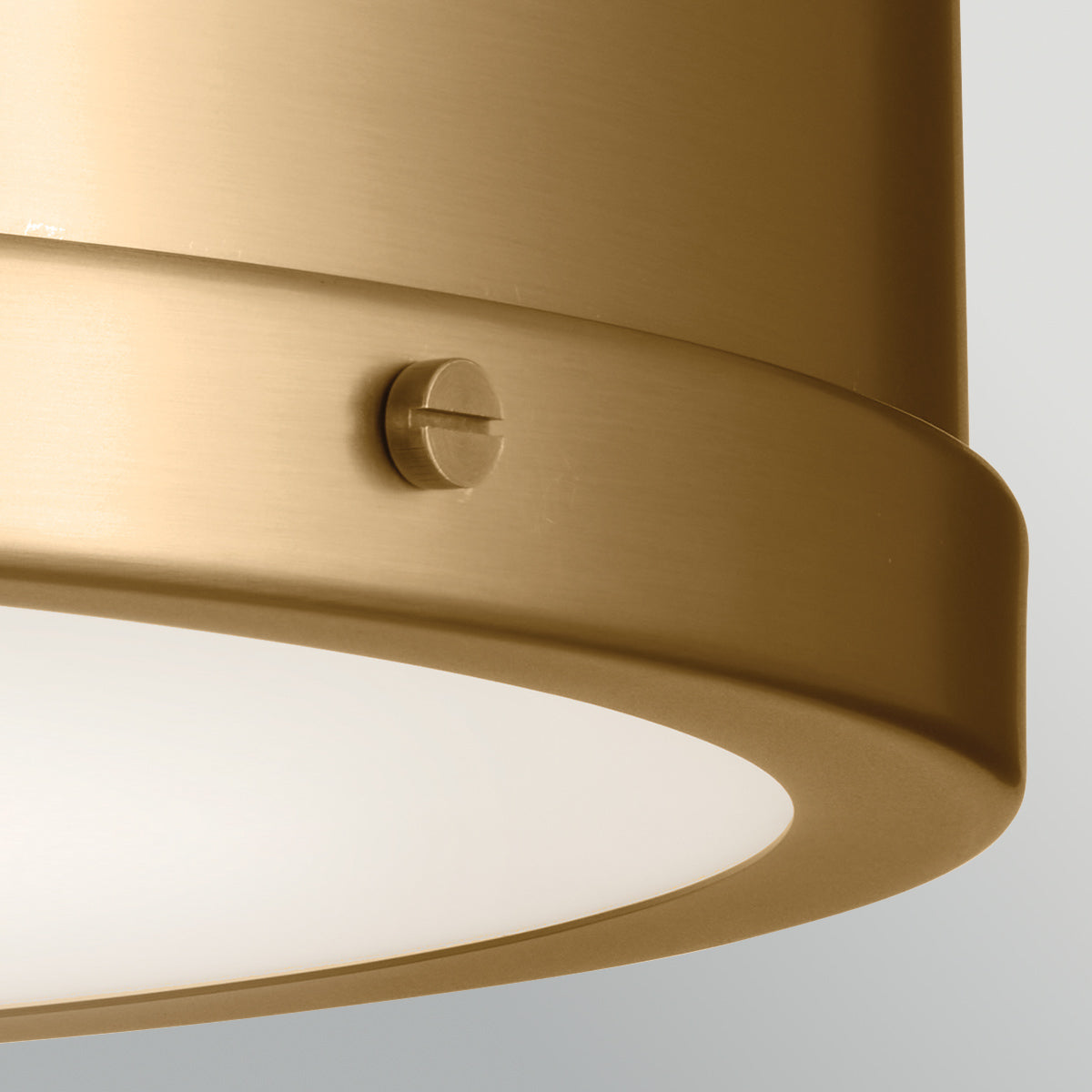 Serca Large Ceiling Light in Brushed Natural Brass with Satin Etched Glass Diffuser
