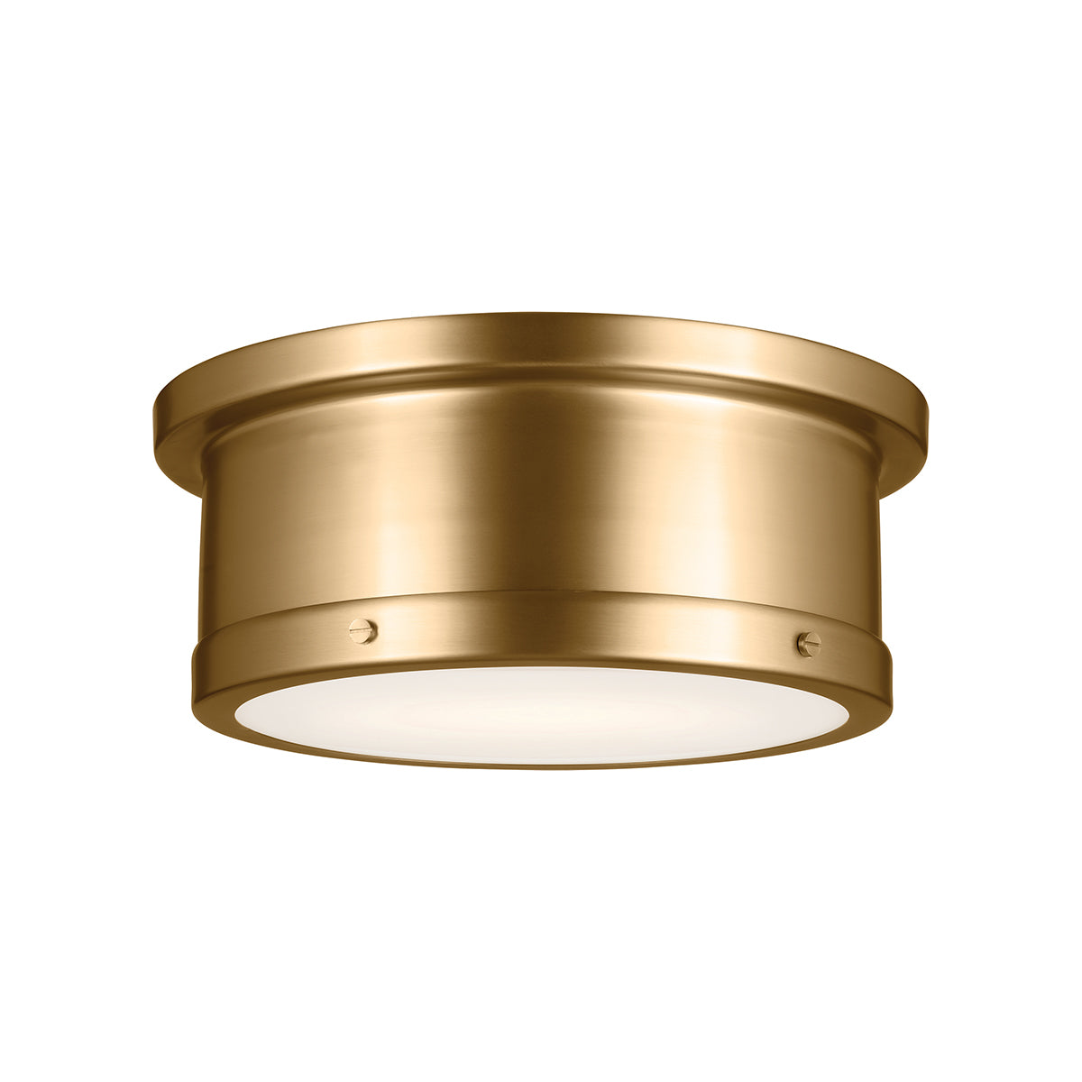 Serca Medium Ceiling Light in Brushed Natural Brass with Satin Etched Glass Diffuser