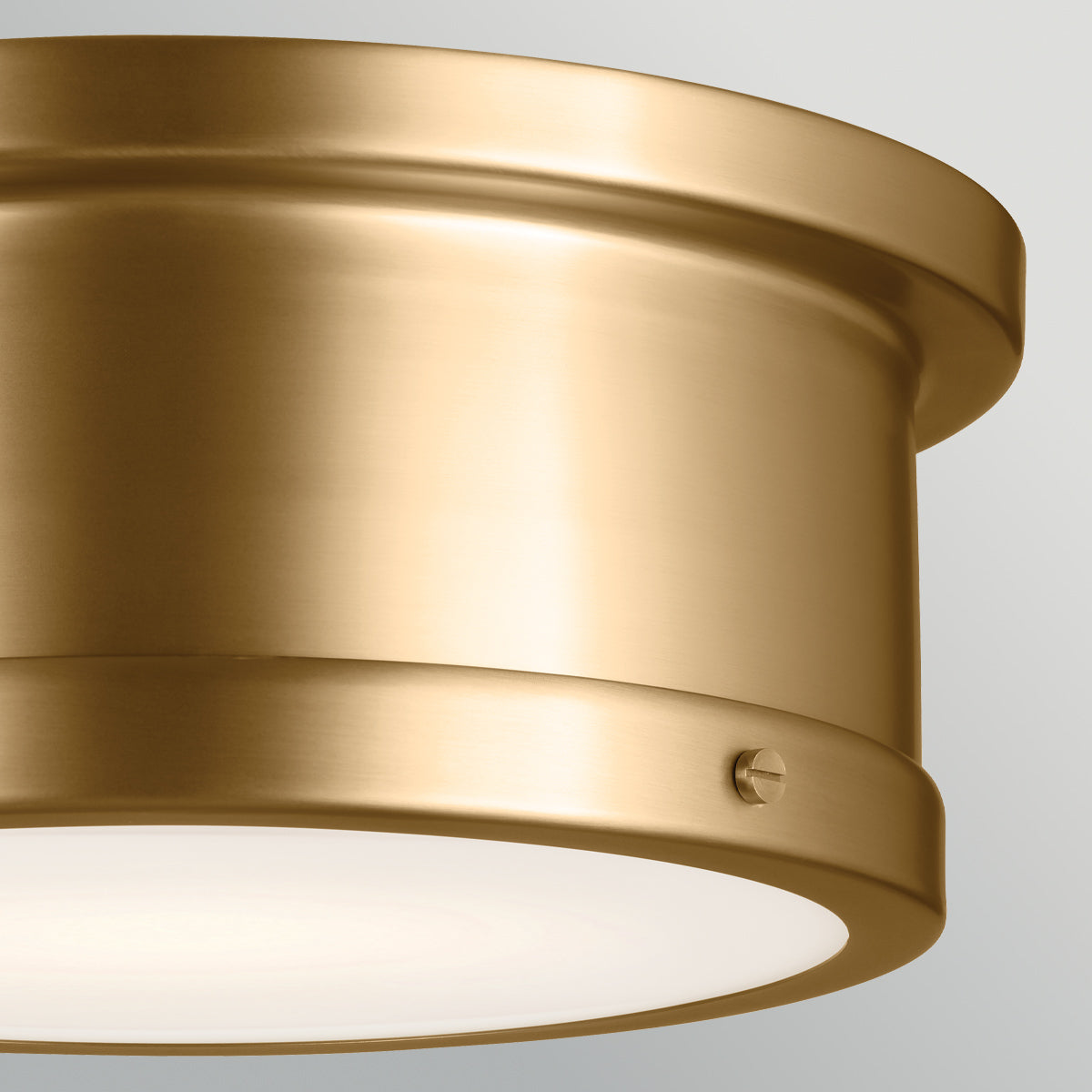 Serca Medium Ceiling Light in Brushed Natural Brass with Satin Etched Glass Diffuser
