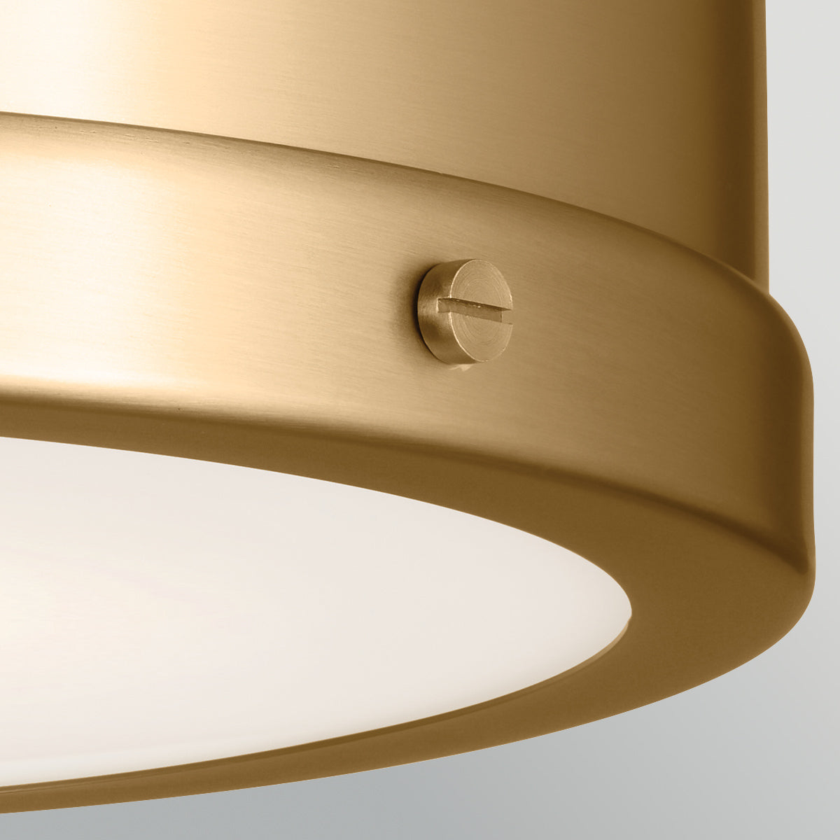 Serca Medium Ceiling Light in Brushed Natural Brass with Satin Etched Glass Diffuser