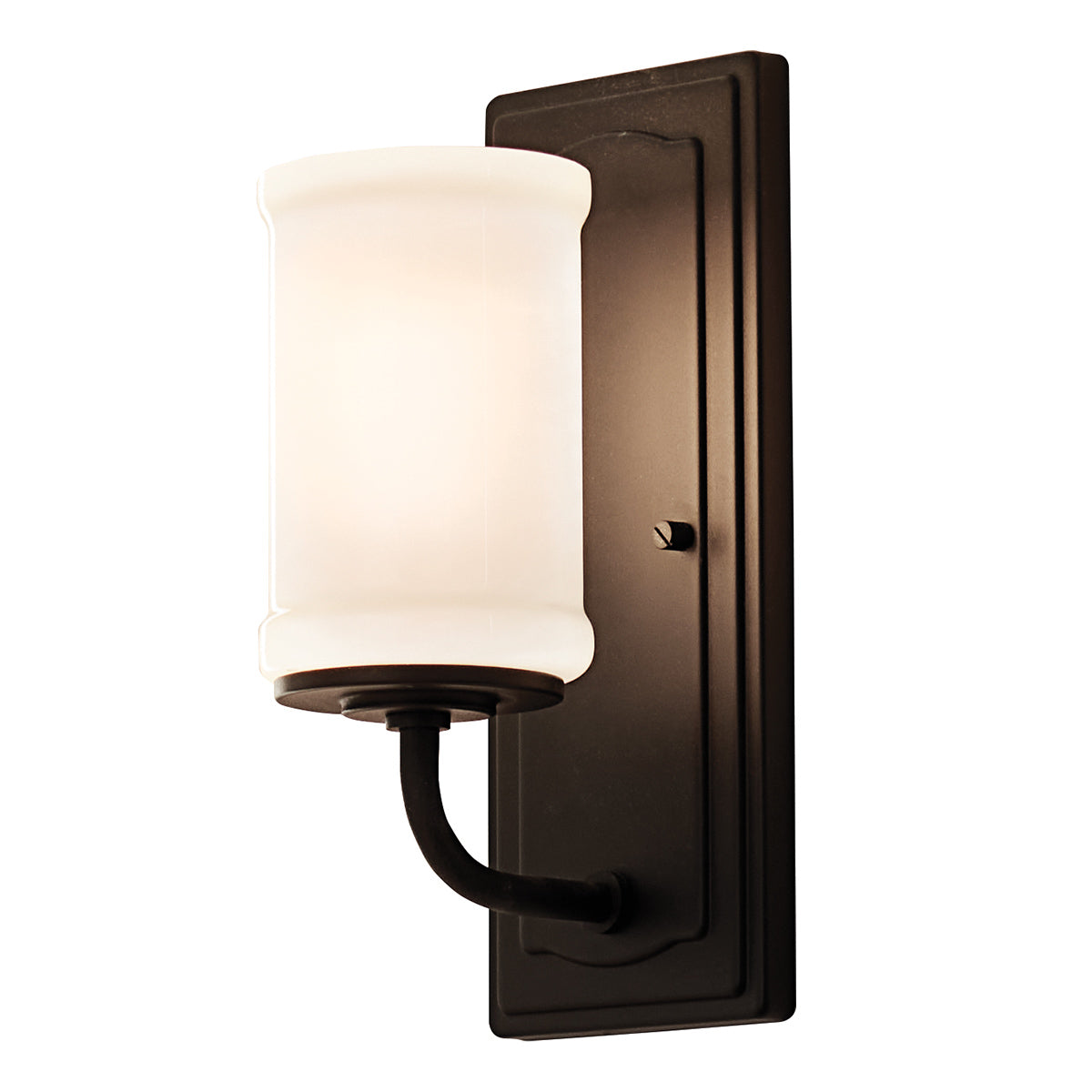 Vetivene IP44 Wall Light in Textured Black with Opal Glass Shade