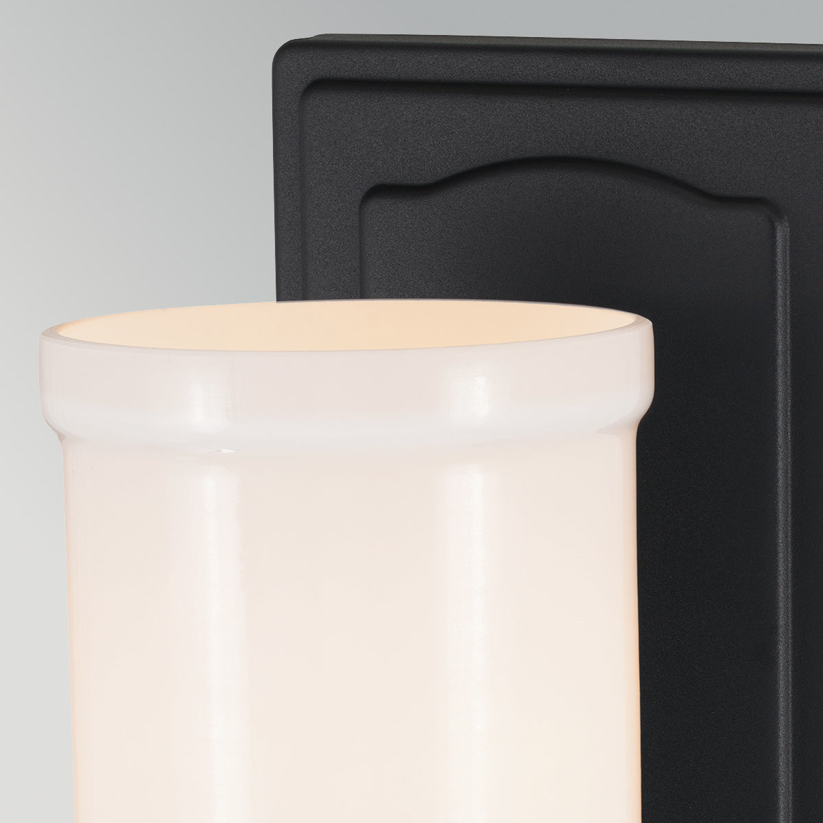 Vetivene IP44 Wall Light in Textured Black with Opal Glass Shade