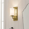 Vetivene IP44 Wall Light in Natural Brass with Opal Glass Shade