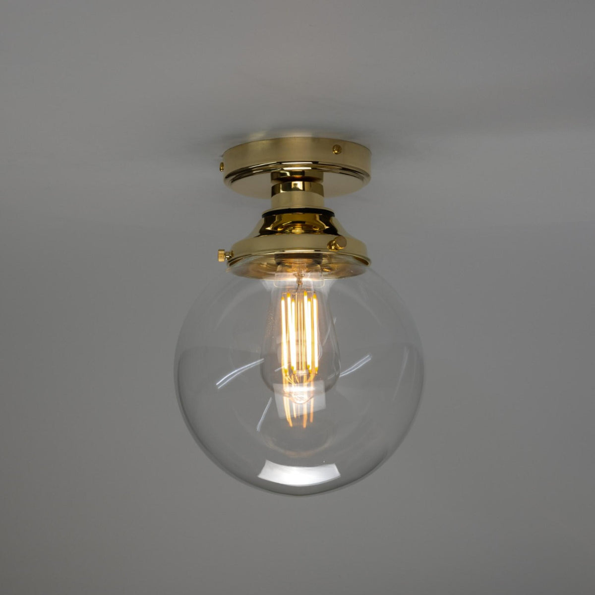 Deniz 20cm IP44 Globe Ceiling Light in Polished Brass