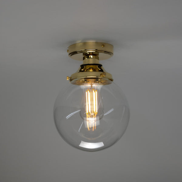 Deniz 20cm IP44 Globe Ceiling Light in Polished Brass