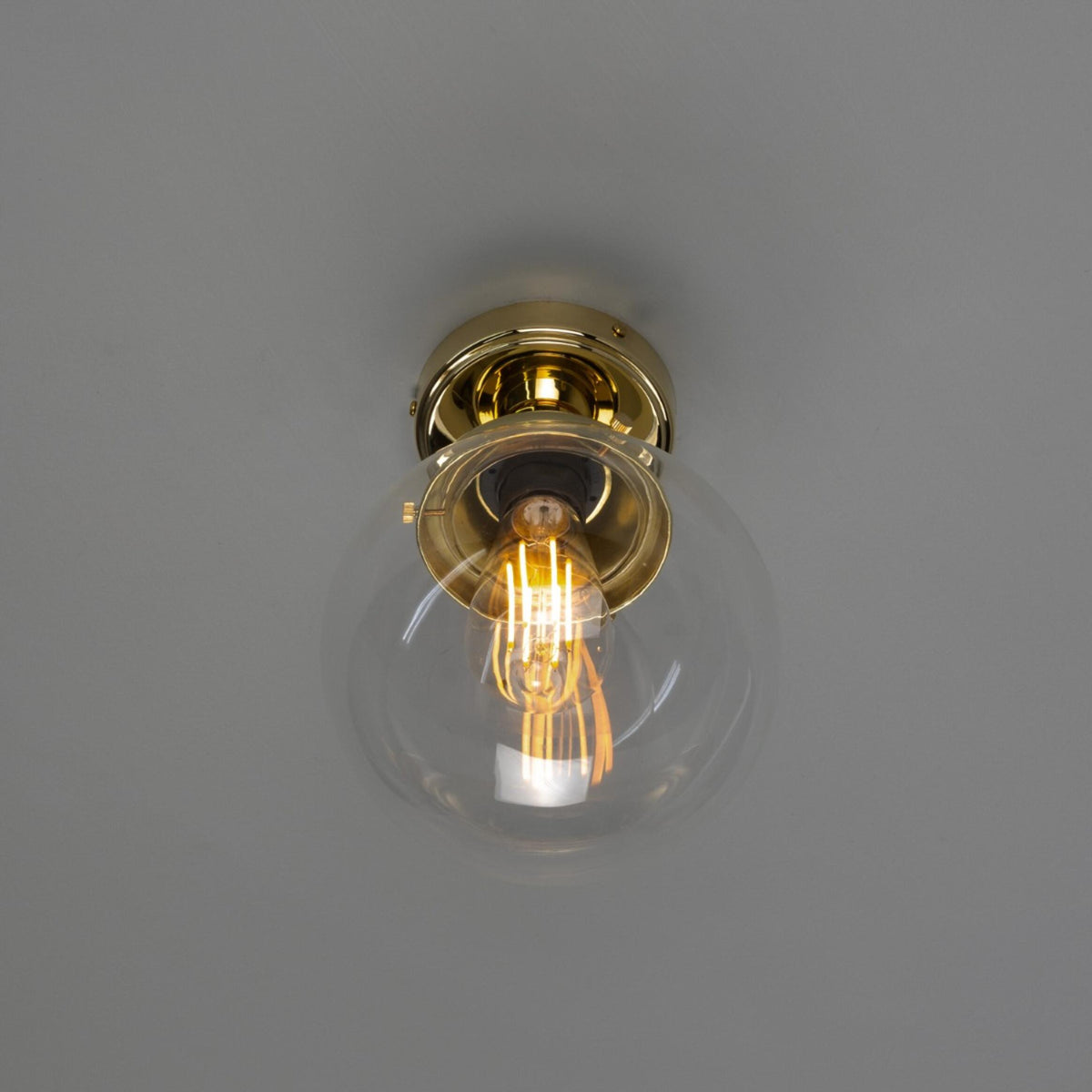 Deniz 20cm IP44 Globe Ceiling Light in Polished Brass