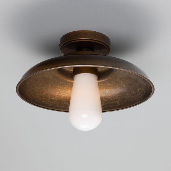 Mullan Darya 32cm industrial brass ceiling light with opal glass bulb