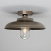 Darya 32cm IP65 Industrial Brass Ceiling Light in Antique Silver with Clear Glass