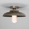 Darya 32cm IP65 Industrial Brass Ceiling Light in Antique Silver with Opal Glass