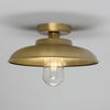 Darya 32cm IP65 Industrial Brass Ceiling Light in Satin Brass with Clear Glass