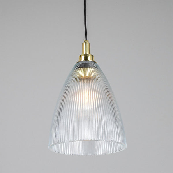 Brooke IP65 20cm Pendant Light with Polished Brass Detail