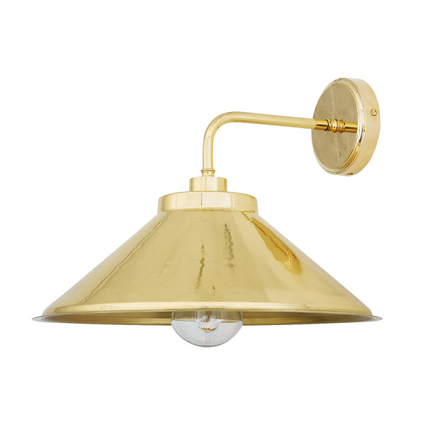 Nerissa IP65 Brass Bathroom Wall Light in Polished Brass and Clear Glass Shade