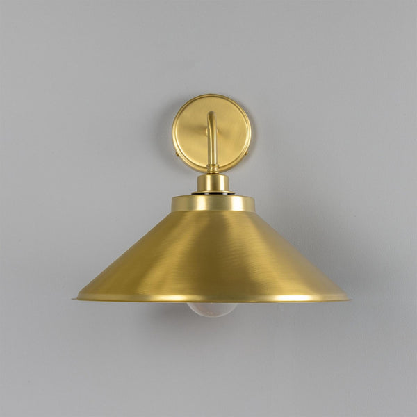 Nerissa IP65 Brass Bathroom Wall Light in Satin Brass and Clear Glass Shade