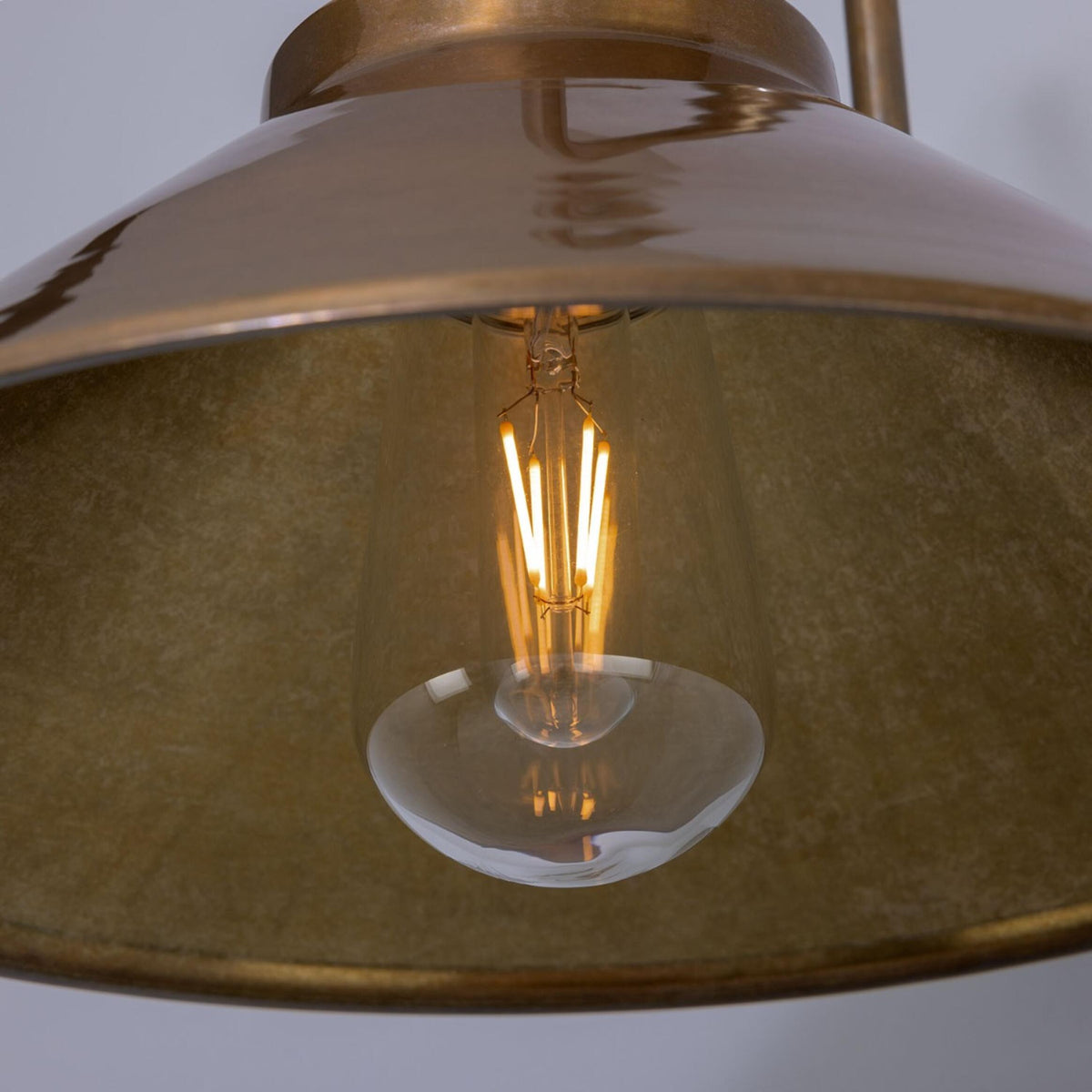 Nerissa IP65 Brass Swan Neck Bathroom Wall Light in Antique Brass and Clear Glass Shade