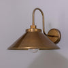 Nerissa IP65 Brass Swan Neck Bathroom Wall Light in Antique Brass and Clear Glass Shade