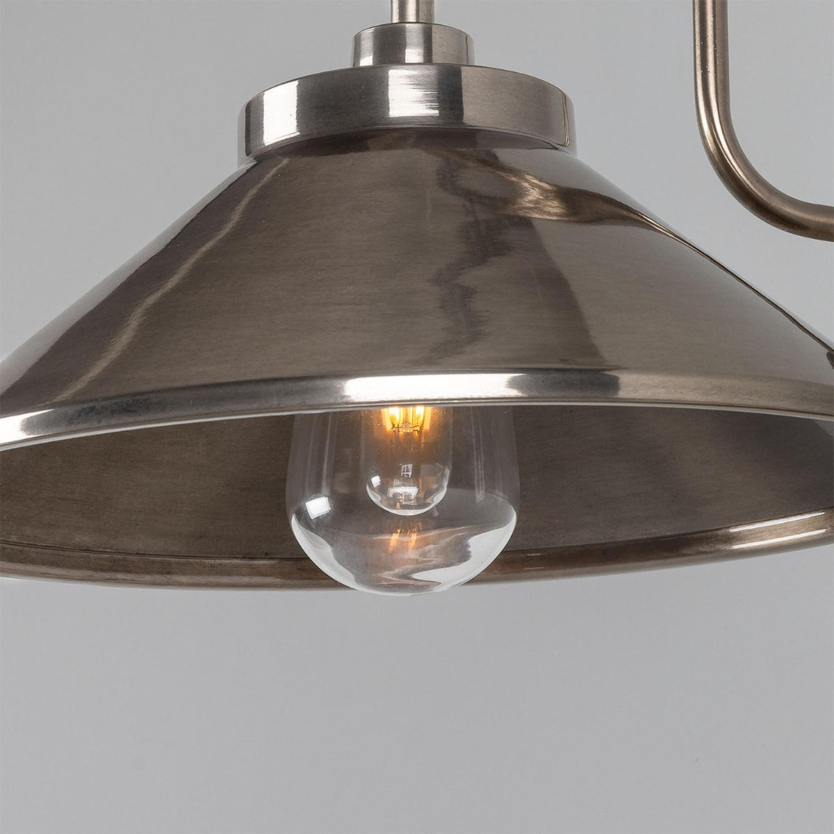 Nerissa IP65 Brass Swan Neck Bathroom Wall Light in Antique Silver and Clear Glass Shade