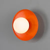 Aosta IP65 Brass Disc Bathroom Wall Light in Orange with Opal Glass Globe