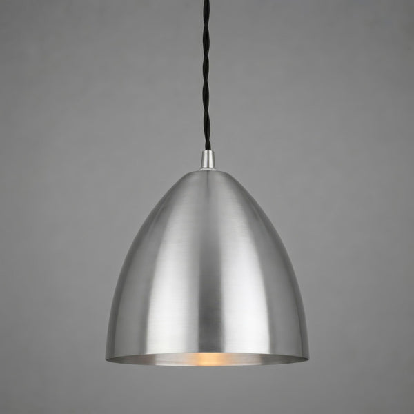 Skyler 16cm Single Drop Pendant in Satin Chrome