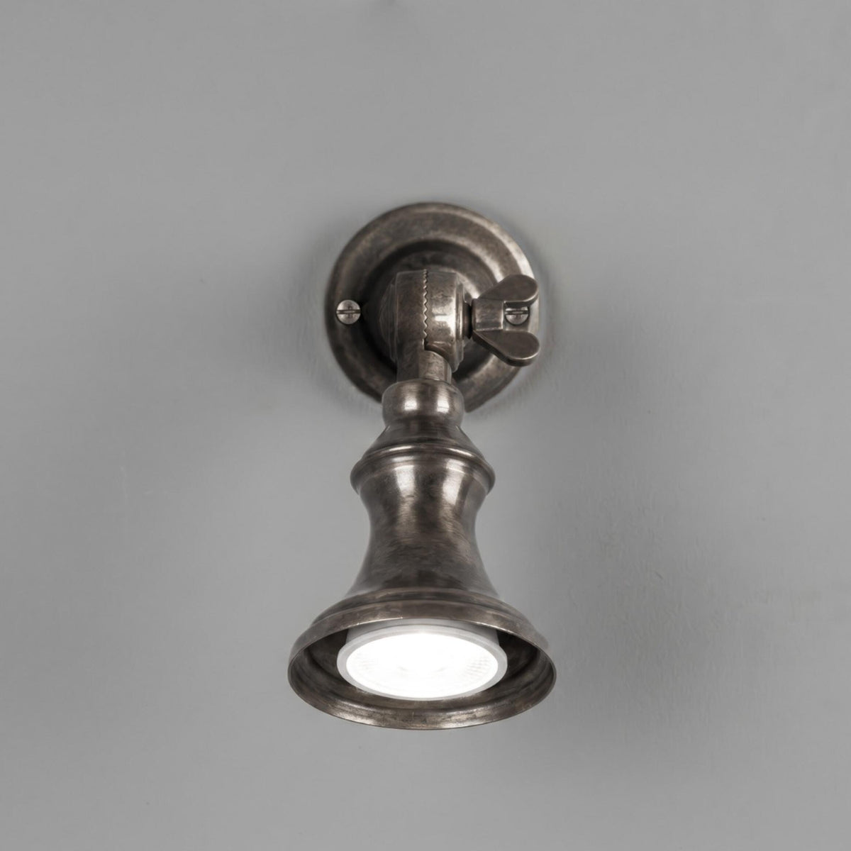 Accra Traditional Small Brass Spotlight in Antique Silver
