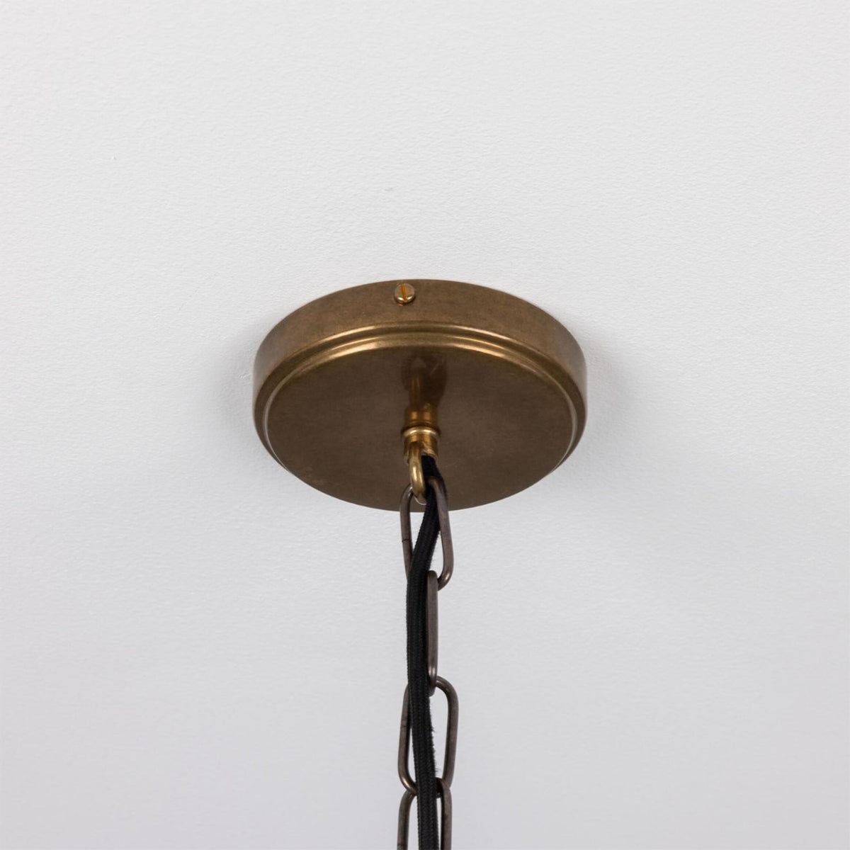 Anath Schoolhouse IP44 Pendant Light in Antique Brass with Opal Shade