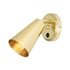 Cashel Adjustable Switched Brass Cone Wall Light in Polished Brass