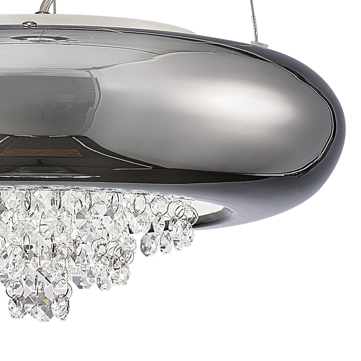 Phyllis Large 3 Light Pendant Light in Polished Chrome with Clear Crystal