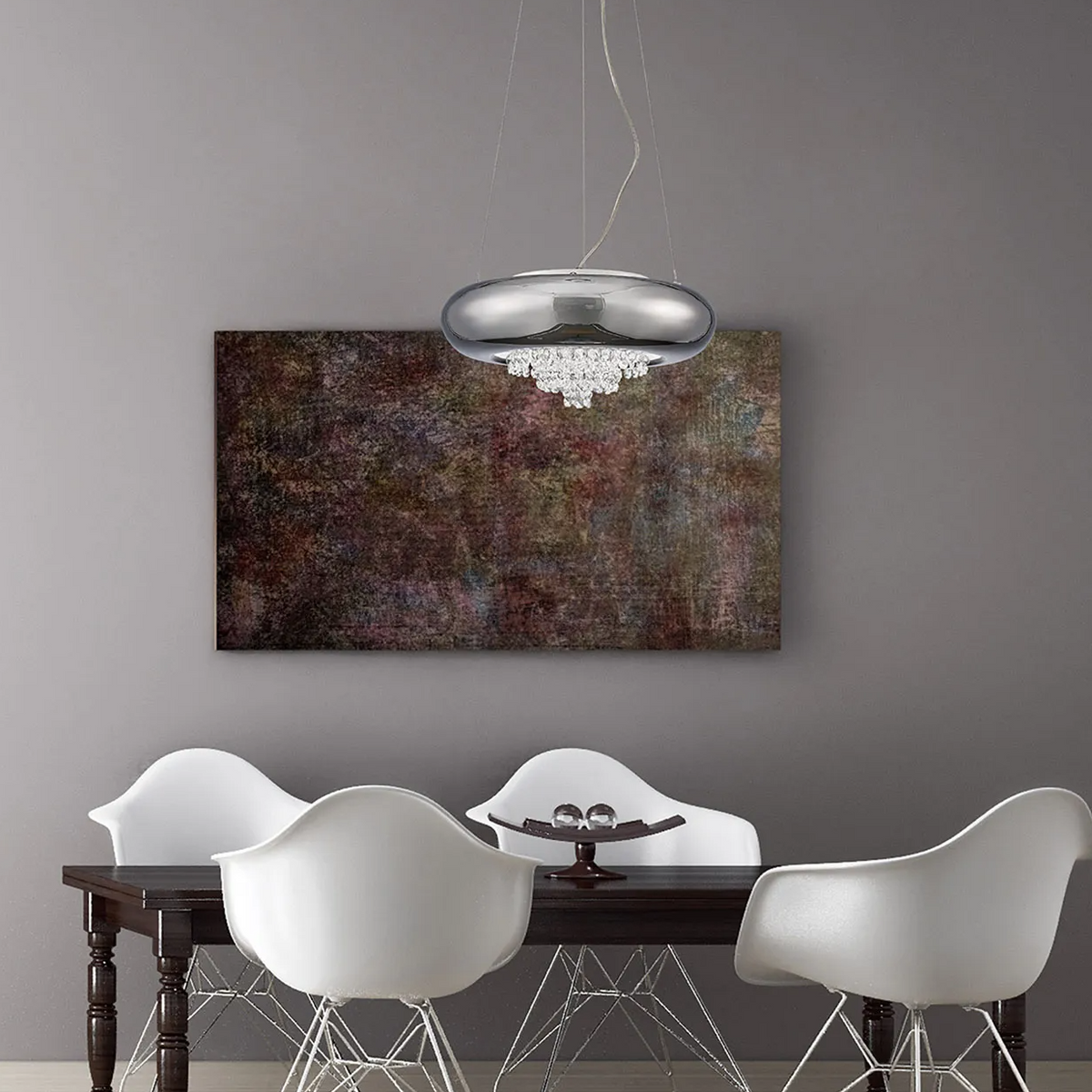 Phyllis Large 3 Light Pendant Light in Polished Chrome with Clear Crystal