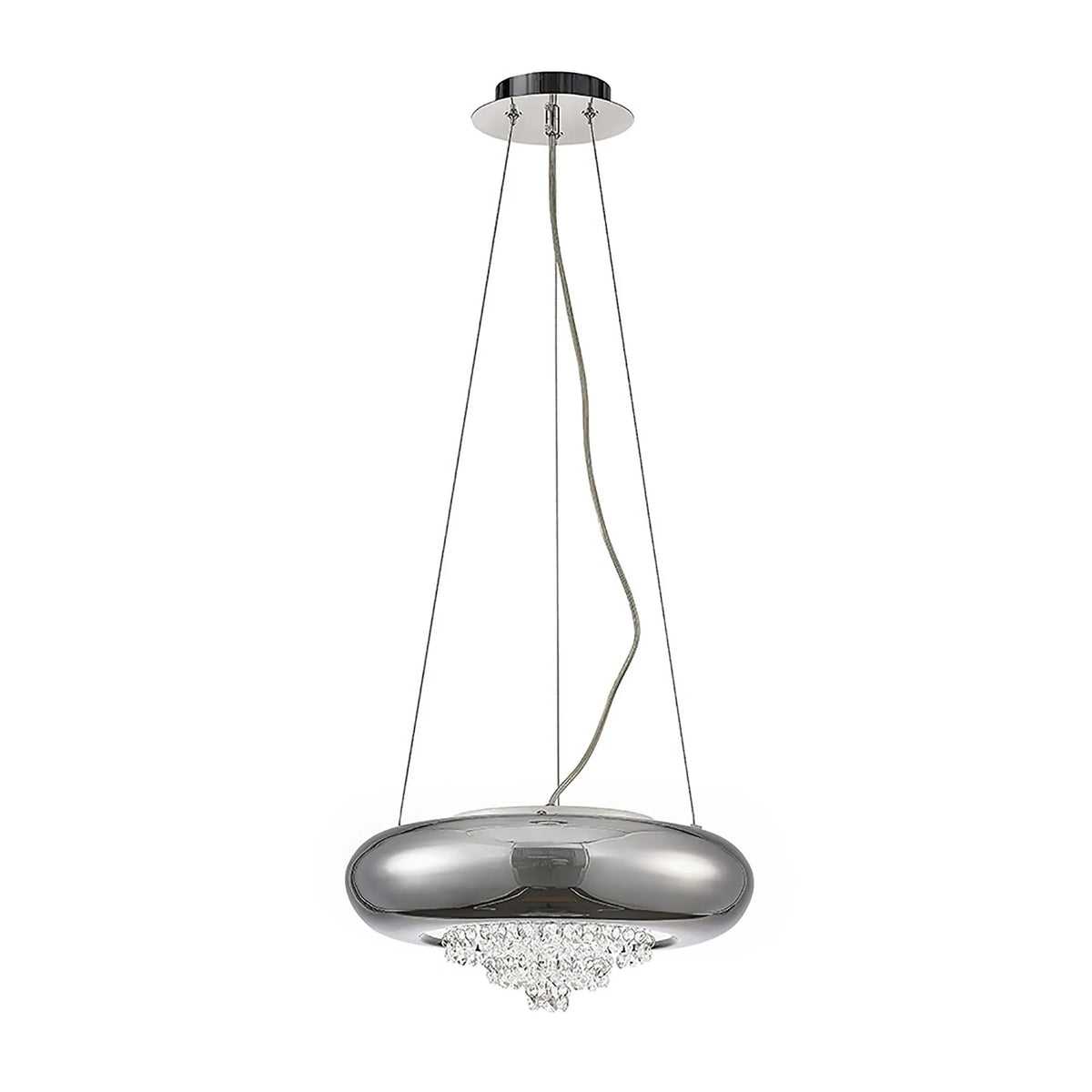 Phyllis Large 3 Light Pendant Light in Polished Chrome with Clear Crystal
