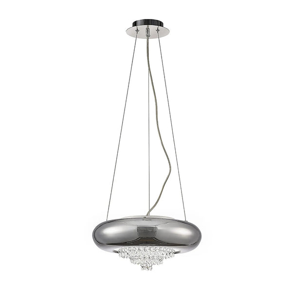 Phyllis Large 3 Light Pendant Light in Polished Chrome with Clear Crystal