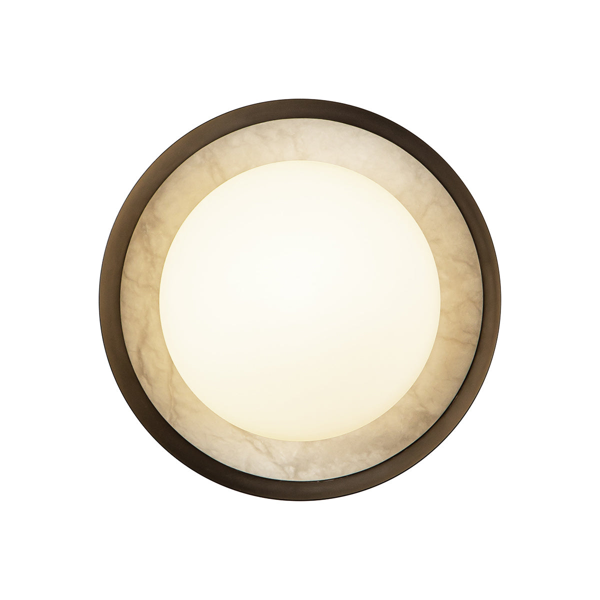 Alonso LED Wall Light in Urban Bronze Metalwork with Alabaster Accents