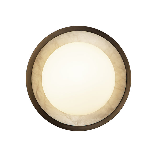 Alonso LED Wall Light in Urban Bronze Metalwork with Alabaster Accents