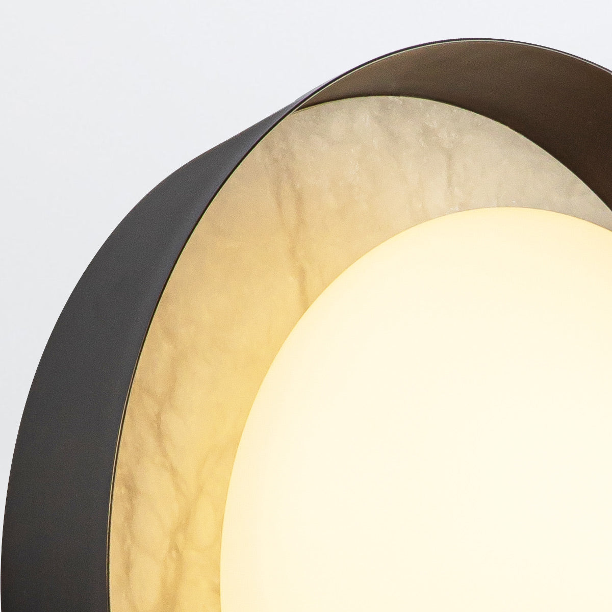 Alonso LED Wall Light in Urban Bronze Metalwork with Alabaster Accents