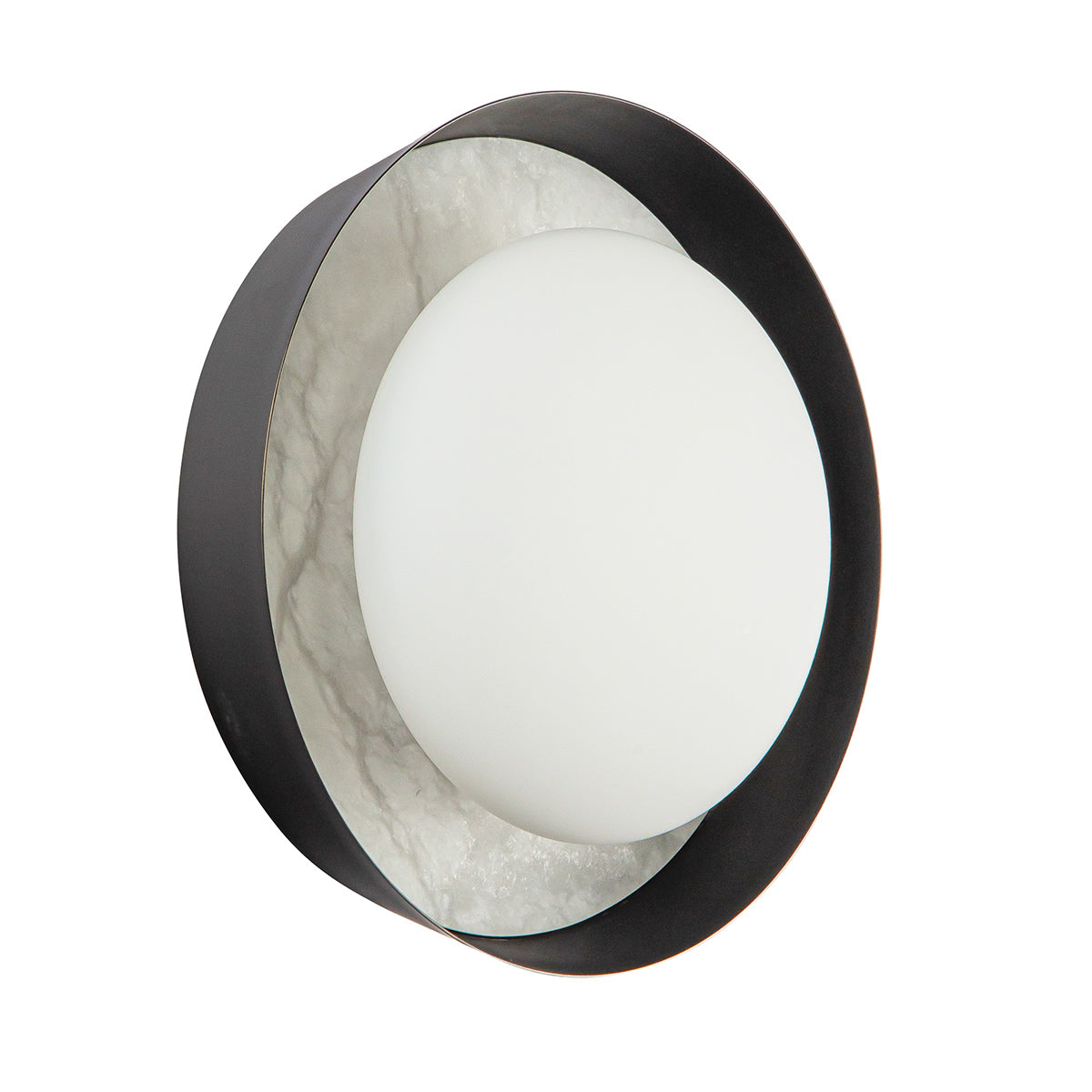 Alonso LED Wall Light in Urban Bronze Metalwork with Alabaster Accents