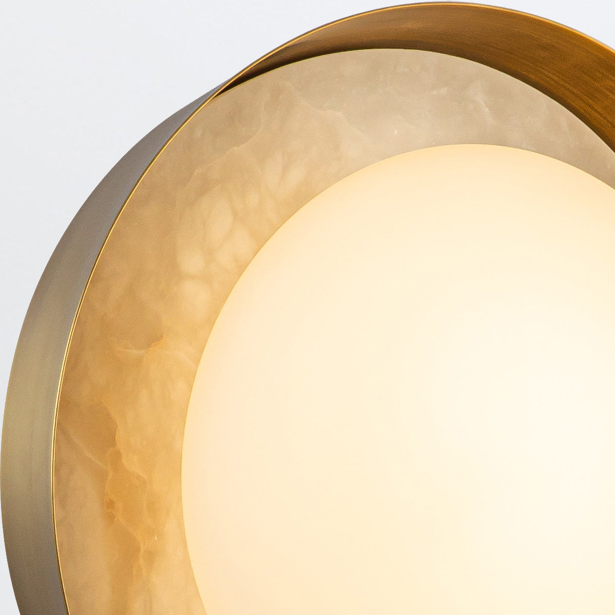 Alonso LED Wall Light in Vintage Brass Metalwork with Alabaster Accents
