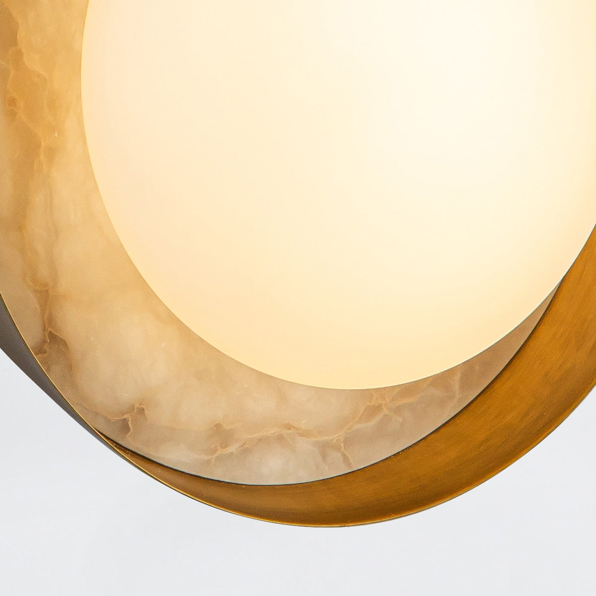 Alonso LED Wall Light in Vintage Brass Metalwork with Alabaster Accents