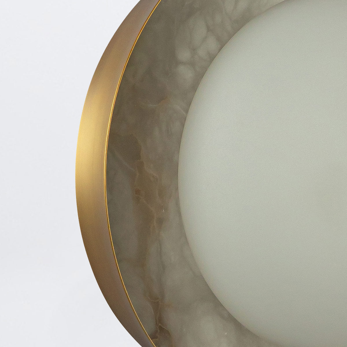 Alonso LED Wall Light in Vintage Brass Metalwork with Alabaster Accents