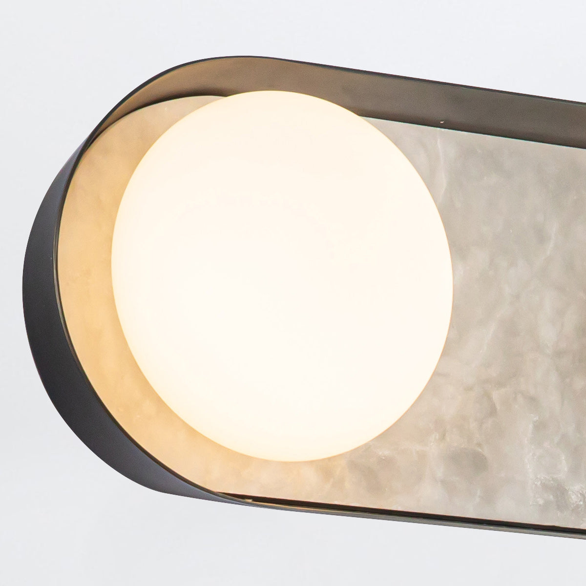 Alonso Three LED Wall Light in Urban Bronze Metalwork with Alabaster Accents